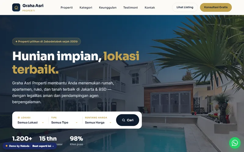 Pratinjau website demo properti