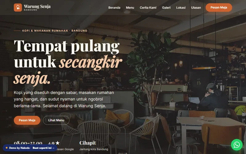 Pratinjau website demo restoran