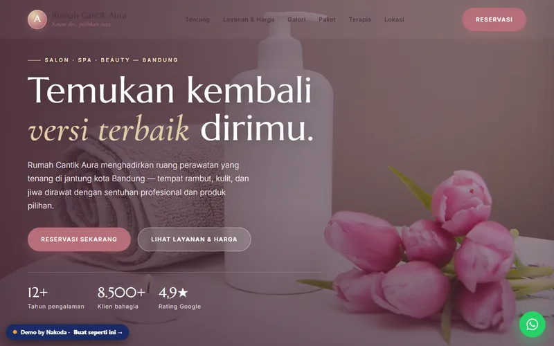 Pratinjau website demo salon