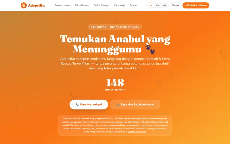 Tampilan platform AdopsiKu