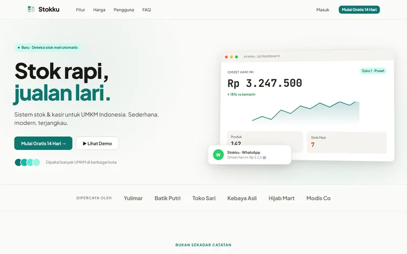 Tampilan aplikasi Stokku